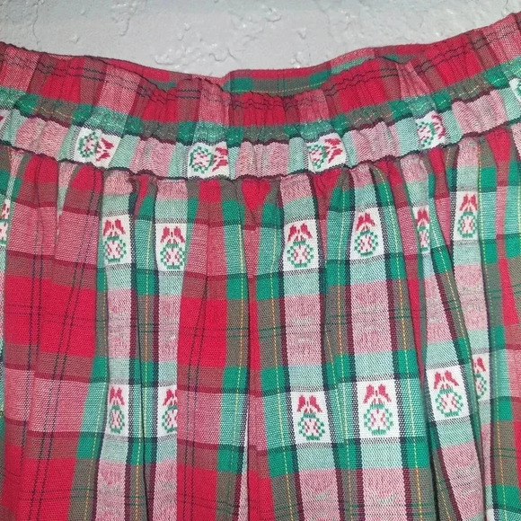 90s Bechamel Christmas Plaid Maxi Holiday Skirt Cotton Folk Skirt Red & Green 12 - Picture 2 of 10